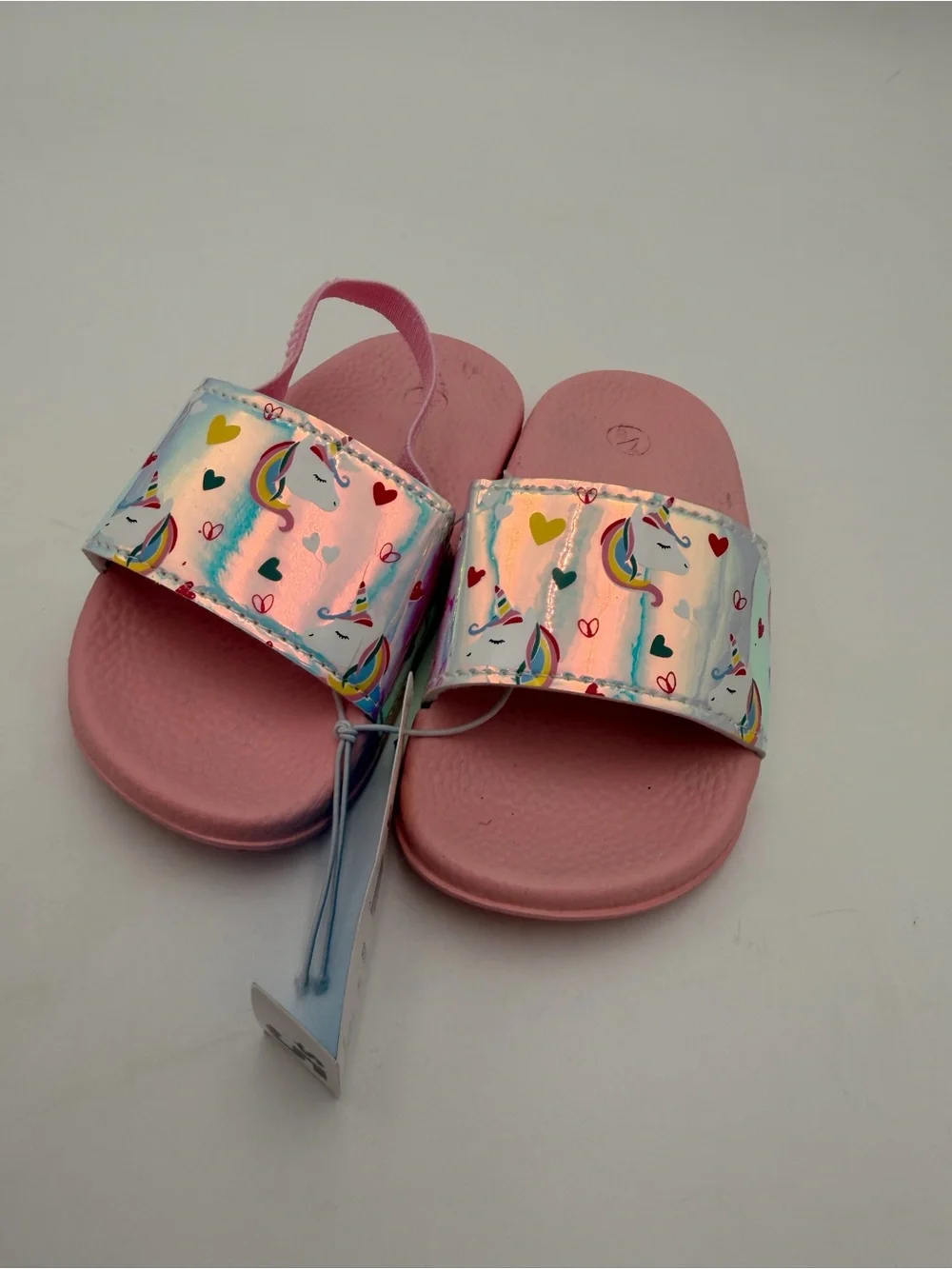 Kids Pink Unicorn Slide Sandals 7/8